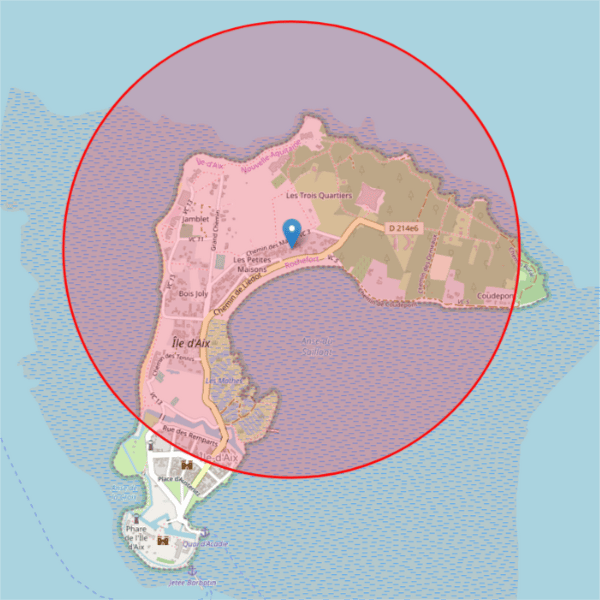 Confinement 1 km sur l'Île d'Aix — Zone autorisée de sortie