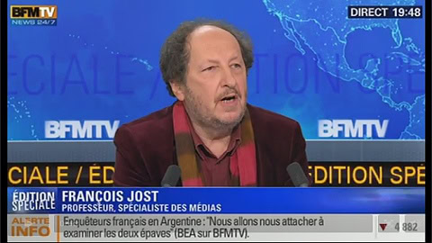 François JOST, auteur de bouquins sur la télé-réalité court les plateaux TV – Là sur BFMTV, 10/03/2015 à 19h48