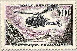 Timbre poste aérienne 1000 F – L'Alouette