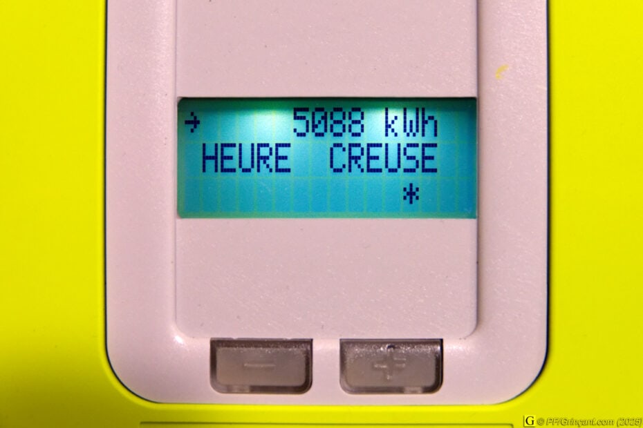 Écran compteur Linky : en "Heure creuse"